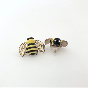 Bumblebee Enamel & Rhinestone Earrings Cottagecore